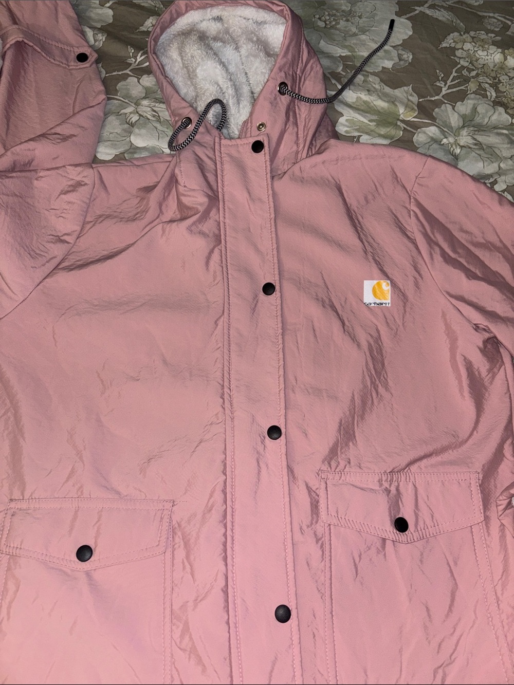 Carhartt Kids Pink Hooded Sherpa-Lined Raincoat